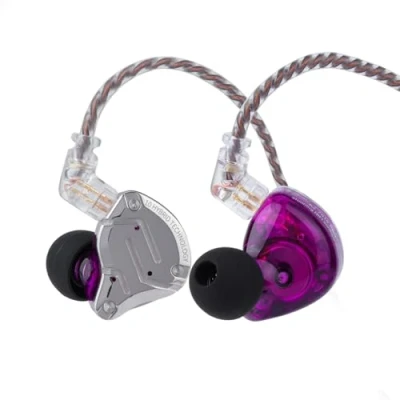 Afbeelding van Linsoul KZ ZS10 Pro, 4BA+1DD 5 Driver in Ear Monitor, HiFi bedrade oordopjes, Oordopjes voor gamers, Hybride IEM koptelefoon met roestvrij stalen front, 2 Pin afneembare kabel(Purper,Zonder Mic)