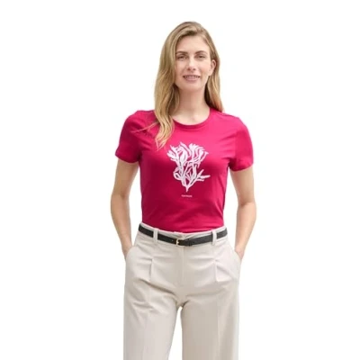Afbeelding van TOM Tailor WITH Print Tshirt print, Dames, Maat: XXL, Raspberry red