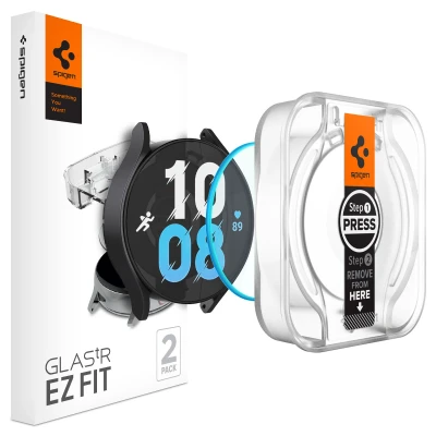 Afbeelding van 2 Pc Pack Screenprotectors Samsung Galaxy Watch 6 40 mm: Spigen EZ Fit GLAS.tR met applicator voor smartwatch