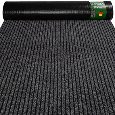 Afbeelding van ANRO Vloermat, vuilvangmat, tapijtloper, hal, schoonloopmat per meter, voor binnen en buiten, entree, op rol, kleur: zwart, 120 x 100 cm
