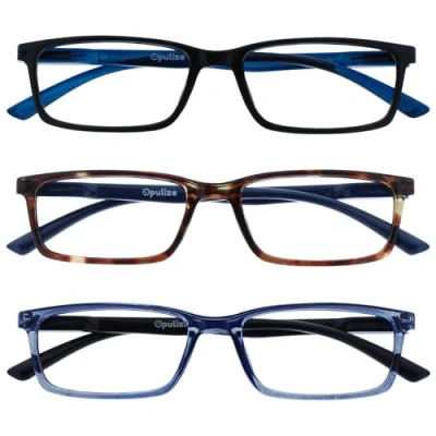 Afbeelding van Opulize See 3 Stuks Blauw Licht Blokkeert Bril Zwart Bruin Computer Ontspiegeld Mannen Vrouwen BBB9 123 +0,00