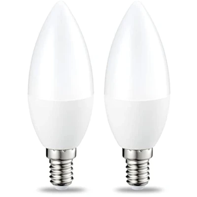 Afbeelding van Amazon Basics Ledlampen, E14, wit, lamp, kaarsvorm, 5 W, vervangt 40 dimbaar, helder, 2 stuks