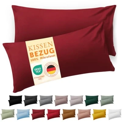 Afbeelding van Blumtal set van 2 kussenslopen 50 x 80 kussensloop, kussensloop zachte, geborstelde microvezelstof, Aurora Red