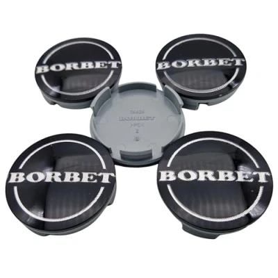 Afbeelding van Borbet naafdop 55 mm/56 mm velgendeksel 74404 zwart glanzend zilver originele centercap (4)