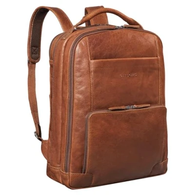 Afbeelding van STILORD &#039;Harlow&#039; Leren Rugzak Heren XL Business Laptop Rucksack Grote Werk met Veel Vakken en Trolley Systeem Vintage Echt Leer, Kleur:maraska bruin
