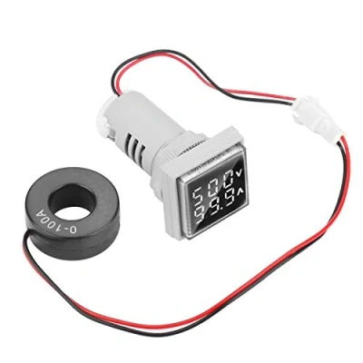 Afbeelding van AC 22mm Digitale Voltmeter Ampèremeter, LED Dual Indicator Spanning Stroommeter 60 500V 0 100A Verschillende kleurendisplay (wit)