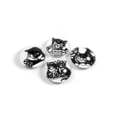 Afbeelding van Trendform Magneet Eye Set Van 4 Swiss Kitty Rond Zwart / Wit Ø35x13 mm