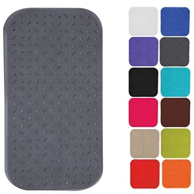 Afbeelding van MSV Douche/bad anti slip mat badkamer rubber grijs 36 x 76 cm Badmatjes