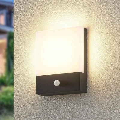 Afbeelding van Lindby Wandlampen buiten 1licht aluminium, kunststof H: 20 cm donkergrijs, wit Inclusief lichtbron
