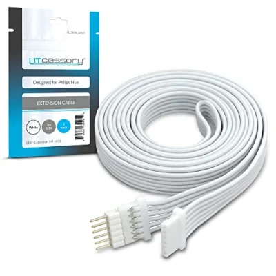 Afbeelding van Litcessory Verlengkabel voor Philips Hue Lightstrip Plus (1m, 1 Stuk, Wit MIKRO 6 SPELD V4)