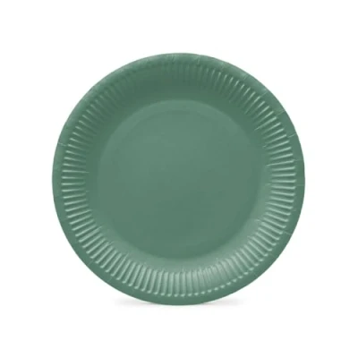 Afbeelding van PAW Papieren Borden Set (8 st.) I Diameter 23 cm Wegwerpborden Ideaal voor Bruiloft, Communie, Feesten, Verjaardag Druk op Waterbasis Feestbenodigdheden Effen Donkergroen