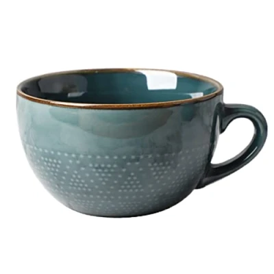 Afbeelding van TuYines grote koffiemok, mok 700 ml, mok, aardewerk, cappuccinokopjes XXL keramische beker, mueslikommen met handvat, slakom, koffiekop van porselein