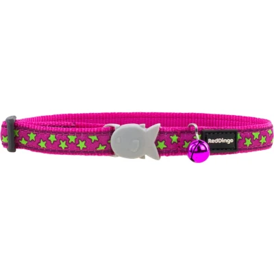 Afbeelding van Hondenhalsband Red Dingo STYLE STARS LIME ON HOT PINK 15 mm x 24 36 cm