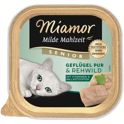 Afbeelding van 6x100g Milde Maaltijd Senior Gevogelte Puur &amp; Hert Miamor Kattenvoer