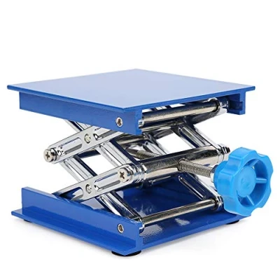Afbeelding van Aluminium laboratoriumhefbrug, blauw, verstelbare laboratoriumstandaard, schaarlift voor fysische, chemische, biologische experimenten, 100 x mm