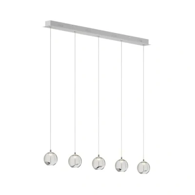 Afbeelding van Lucande hanglamp 5 lichts Glas, metaal helder, chroom Inclusief lichtbronnen
