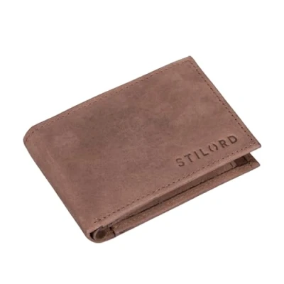Afbeelding van STILORD &#039;Lincoln&#039; mini portemonnee RFID leer heren klein NFC Protector kleine echt in geschenkdoos klein, Kleur:austin bruin