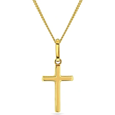 Afbeelding van Miore Ketting dames halsketting met hanger kruis van geelgoud 9 karaat / 375 goud, halssieraad 45 cm, Goud