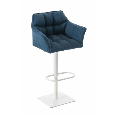 Afbeelding van Barkruk Sarpsborg Stof Wit Frame Blauw