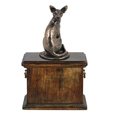Afbeelding van Art Dog Custom Sitting Statue Memorial Urn Handgemaakt Koudgegoten Brons op Berkenbasis Stevige en Stijlvolle voor Hondenas 29x21x38cm Egyptische kat