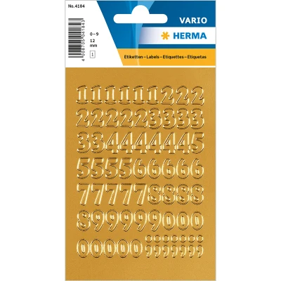 Afbeelding van 10x Herma Getallen 12 mm 0 9 folie goud 1 vel