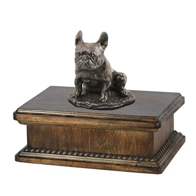 Afbeelding van Elegante urn hond voor Franse Bulldog as met beeldje