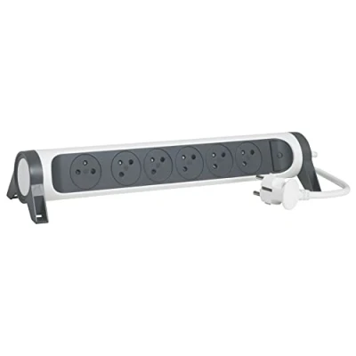 Afbeelding van Legrand premium contactdoos 6x2p penaarde met 3m snoer zwart wit 049462