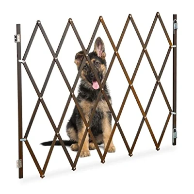 Afbeelding van Relaxdays hondenhek bamboe bruin max. 130 cm verstelbaar deurhek traphekje hond