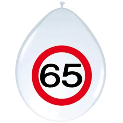 Afbeelding van Ballon 65 jaar Verkeersbord 8 stuks