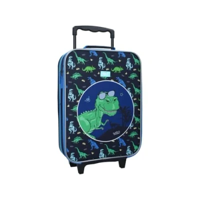 Afbeelding van Prêt Made To Roll Trolley Koffer Blauw Dino