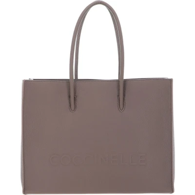 Afbeelding van COCCINELLE Leren Handtas Myrtha Maxi Log Handbag Grained Leather Warm Taupe