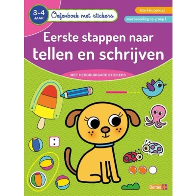 Afbeelding van Deltas Oefenboek met stickers eerste stappen naar tellen en schrijven (3 4 jaar)