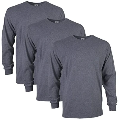 Afbeelding van Gildan heren Ultra Katoenen T shirt met lange mouwen, Stijl G2400, Donkere Heather, XL