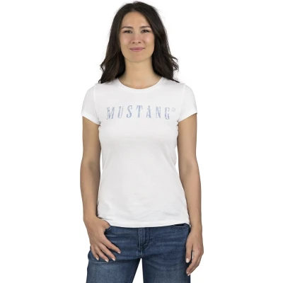 Afbeelding van Mustang Alexia C LOGO Tshirt print weiß, Dames, Maat: Small, Weiß
