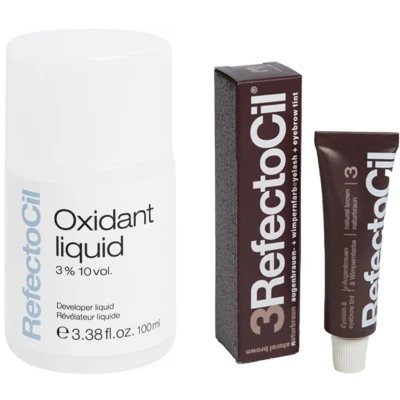 Afbeelding van Refectocil Wenkbrauwverf 3 natuurbruin 15ml + Liquid ontwikkelaar 3% 100ml bundel/set/pakket