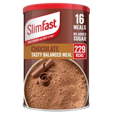 Afbeelding van SlimFast evenwichtige maaltijdshake, gezonde shake voor voeding met vitaminen en mineralen, rijk aan vezels, chocoladesmaak, 16 porties, 600 g