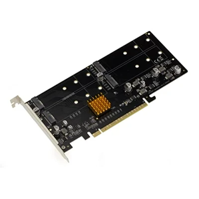 Afbeelding van KALEA INFORMATIQUE M2 PCIe x16 controllerkaart voor 4 M.2 NVMe M Key SSD&#039;s met ASM2824 chipset