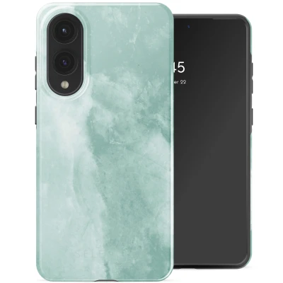 Afbeelding van Samsung Galaxy S25 Edge Hoesje Kunststof Selencia Hardcase/Backcover Marble Grayed Jade Telefoonhoesje