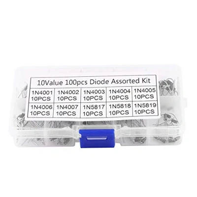 Afbeelding van Diode Assortiment Kit, 100st 10 Waarden Gelijkrichter Met Doorzichtige Doos 1n4001 1n4007, 1n5817 1n5819