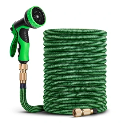 Afbeelding van HOMEPROTEK flexibele tuinslang, 30 m, waterslang, rekbare slang met 1/2 inch en 3/4 messing schroefkoppelingen, 3 voudige latex balkonslang