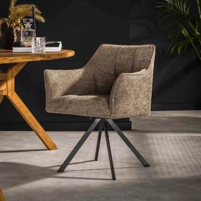 Afbeelding van Fraaai Ramon draaibare eetkamerstoel Boucle taupe