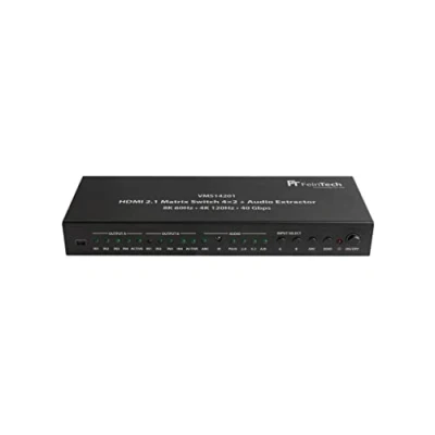 Afbeelding van FeinTech VMS14201 HDMI 2.1 Matrix Switch 4 x 2 Schakelaar 4K 120Hz 8K Ultra HD in Out Audio Extractror ARC Toslink SPDIF Downscaler voor Xbox PS5 TV Monitor HDR VRR 40Gbps