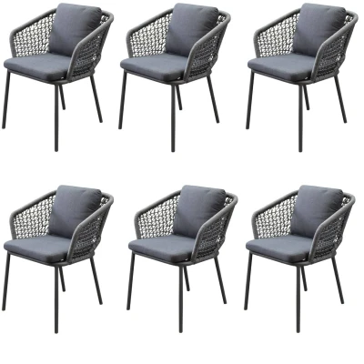 Afbeelding van Eagle dining tuinstoel grijs wicker set van 6