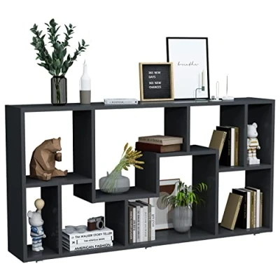 Afbeelding van VCM Houten vloer staande boekenkast media plank opslag kamerverdeler Deco Lanisa L