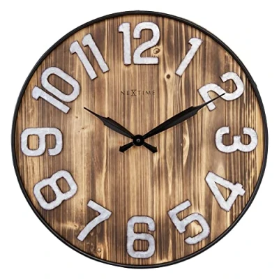 Afbeelding van NeXtime Grote industrial Wandklok 50cm Stil Hout Metaal Aberdeen