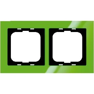 Afbeelding van Abb busch jaeger axcent 2 voudig afdekraam glanzend horizontaal verticaal 162x91x11mm ip20 groen ral6029 2cka001754a4338