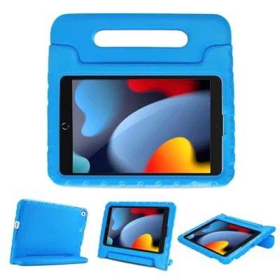 Afbeelding van ProCase Kinderhoes voor iPad 10.2 7e Generatie/iPad Pro 10.5 / Air 3, Ultra Lichtgewicht Schokbestendig Kindvriendelijke Beschermhoes Robuuste hoes met Handvatstandaard Blauw
