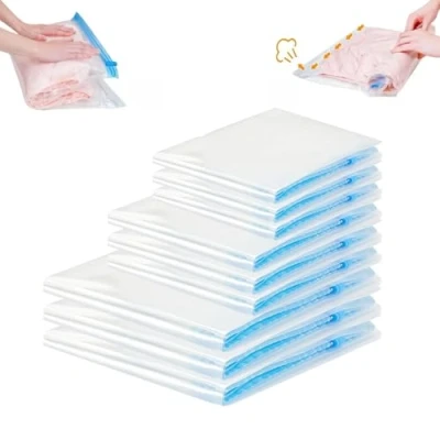 Afbeelding van Wenrecu Vacuümopbergtassenset voor op reis, 12 stuks, in 3 maten (4 x 35 50 cm / 4 40 60 70 cm) reisvacuümzakken kleding rol vacuümkleding tassen kledingvacuümzakken