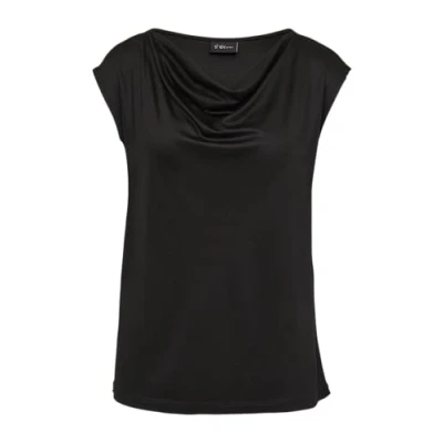 Afbeelding van s.Oliver Black Label MIT Wasserfallausschnitt Tshirt print, Dames, Maat: 38, Schwarz