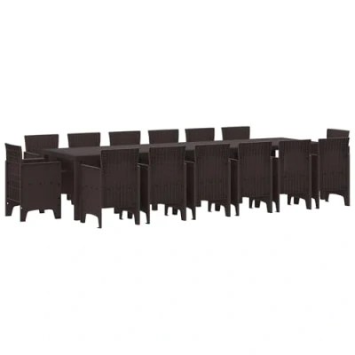 Afbeelding van vidaXL 15 delige Tuindining Set Bruin Poly Rattan